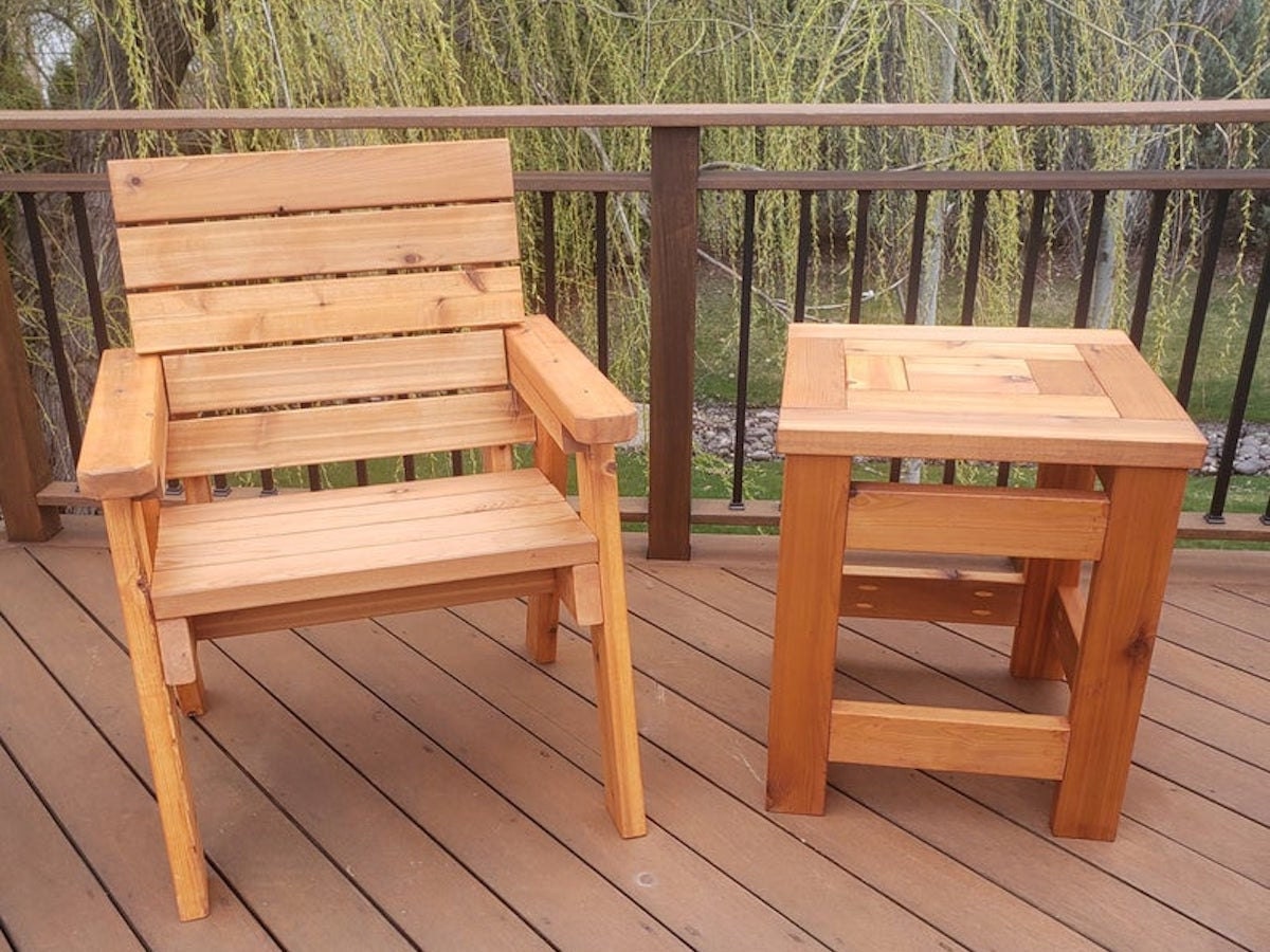 Cedar chair from JD2 Wood, on sale for summer at Etsy