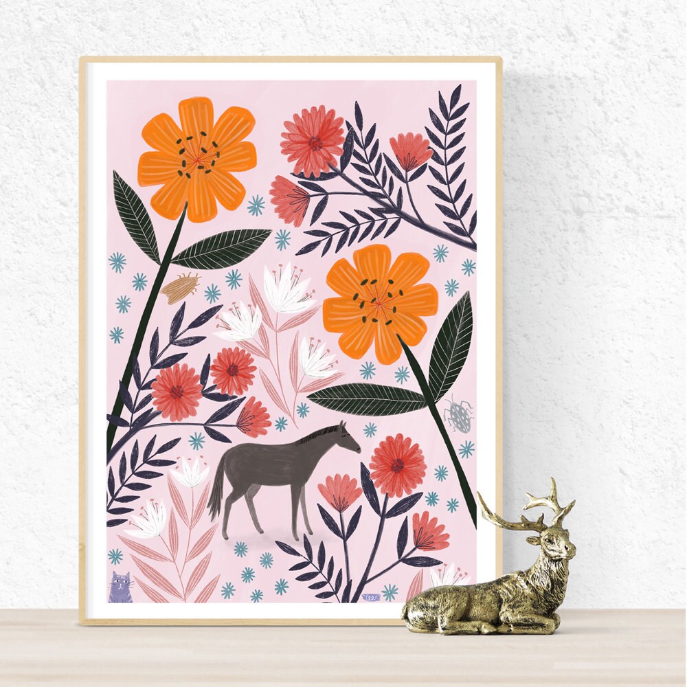 Tiny horse art print from Bonbi Forest.