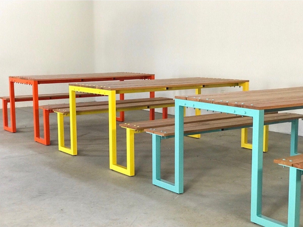 Custom picnic table from Kage Design Studio, on sale for summer at Etsy