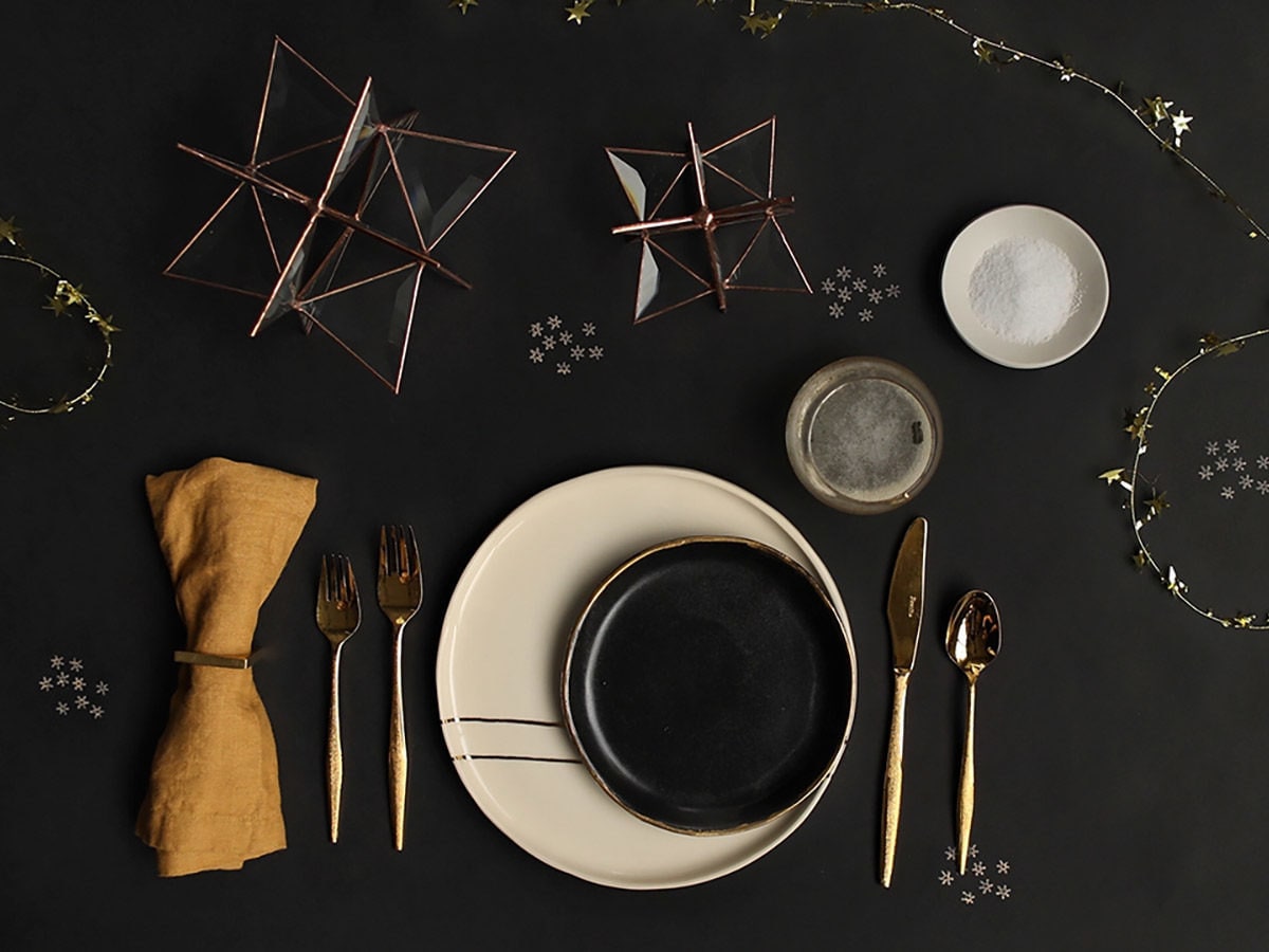 A celestial-themed tablescape