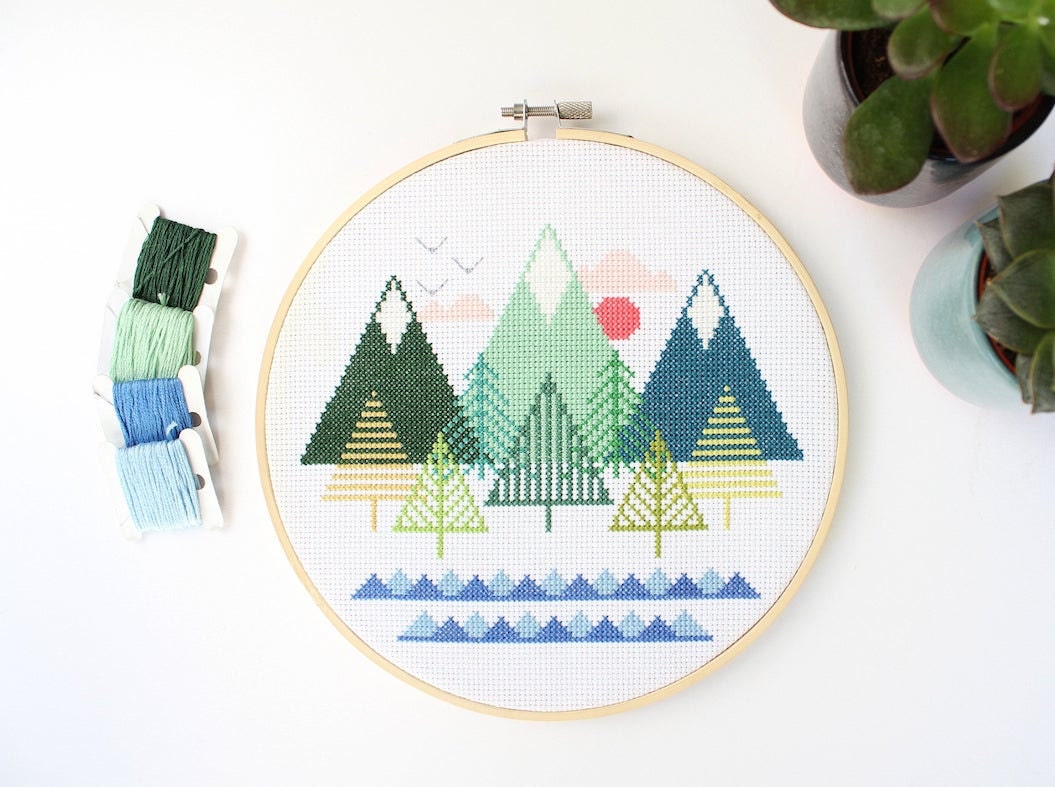 Sea to Sky mountain scene Etsy embroidery kit from Diana Watters Handmade
