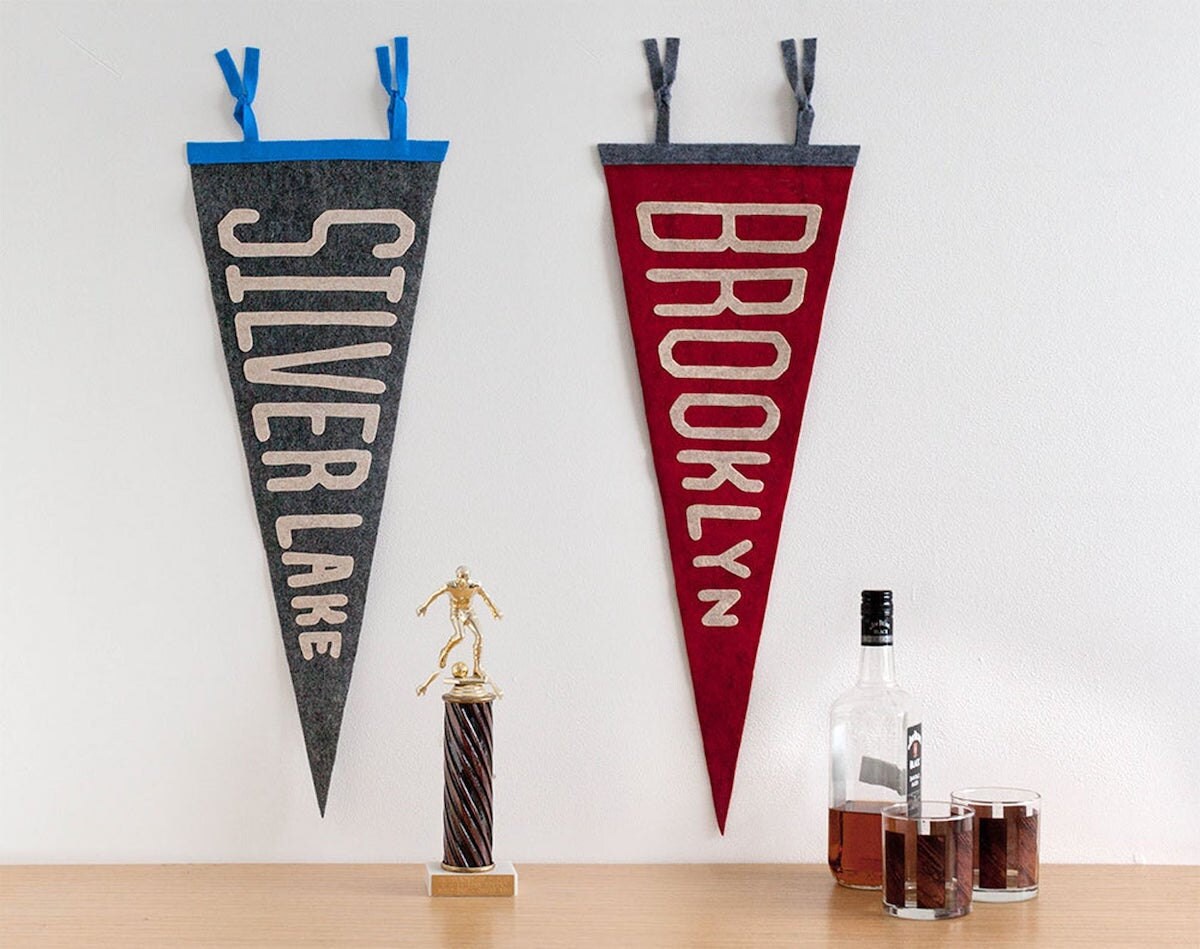 Custom felt pennant from Small City Supply, and other personalized Father's Day gifts from Etsy