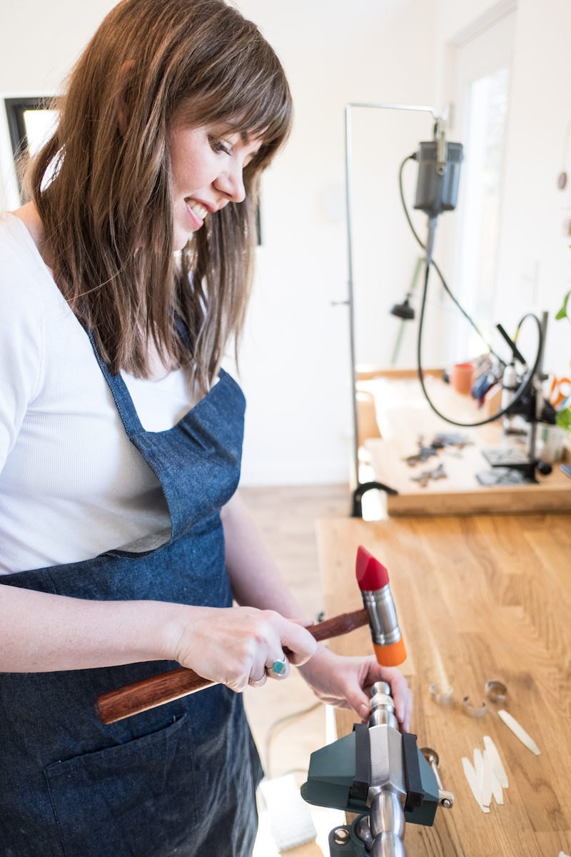 Sarah at work in her studio