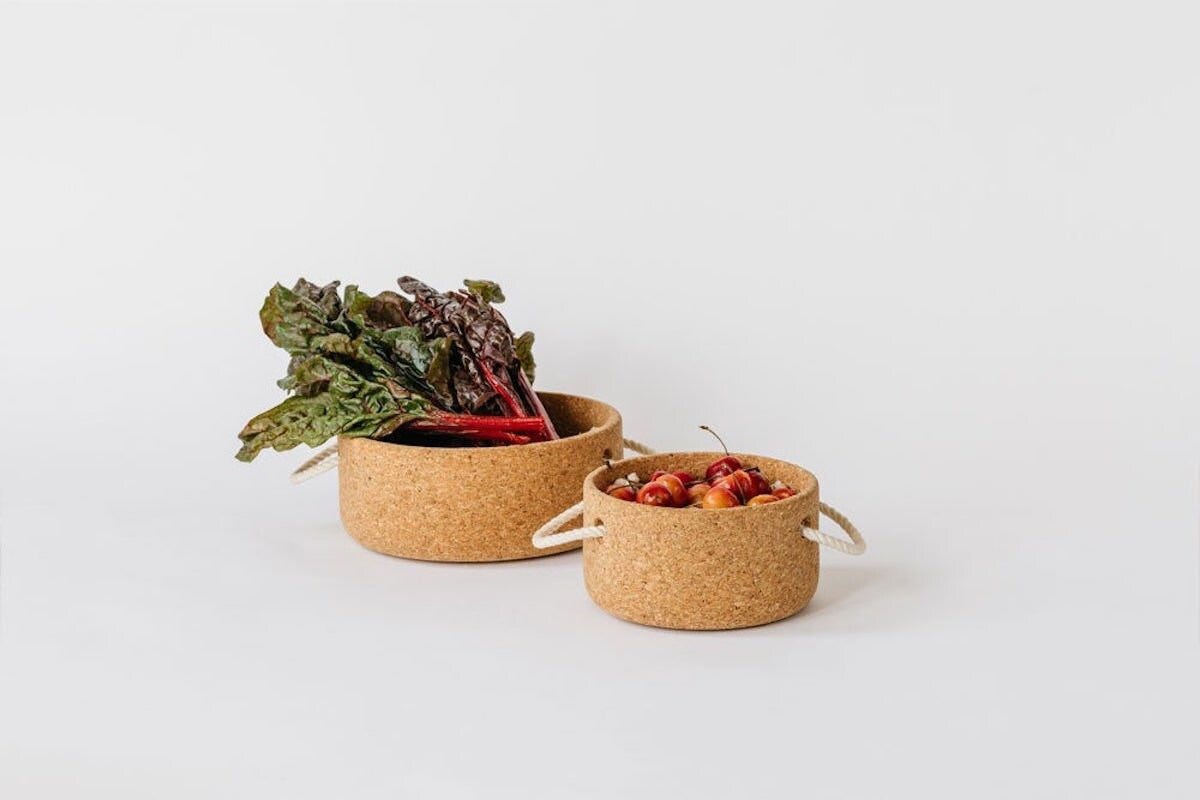 Cork bowl with rope handles from Melanie Abrantes