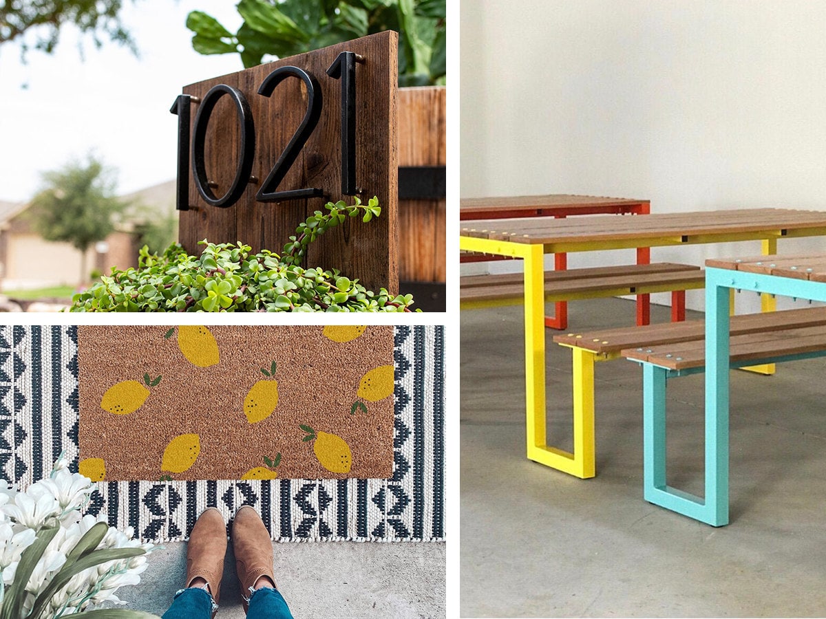 Collage of on-sale outdoor finds from Etsy