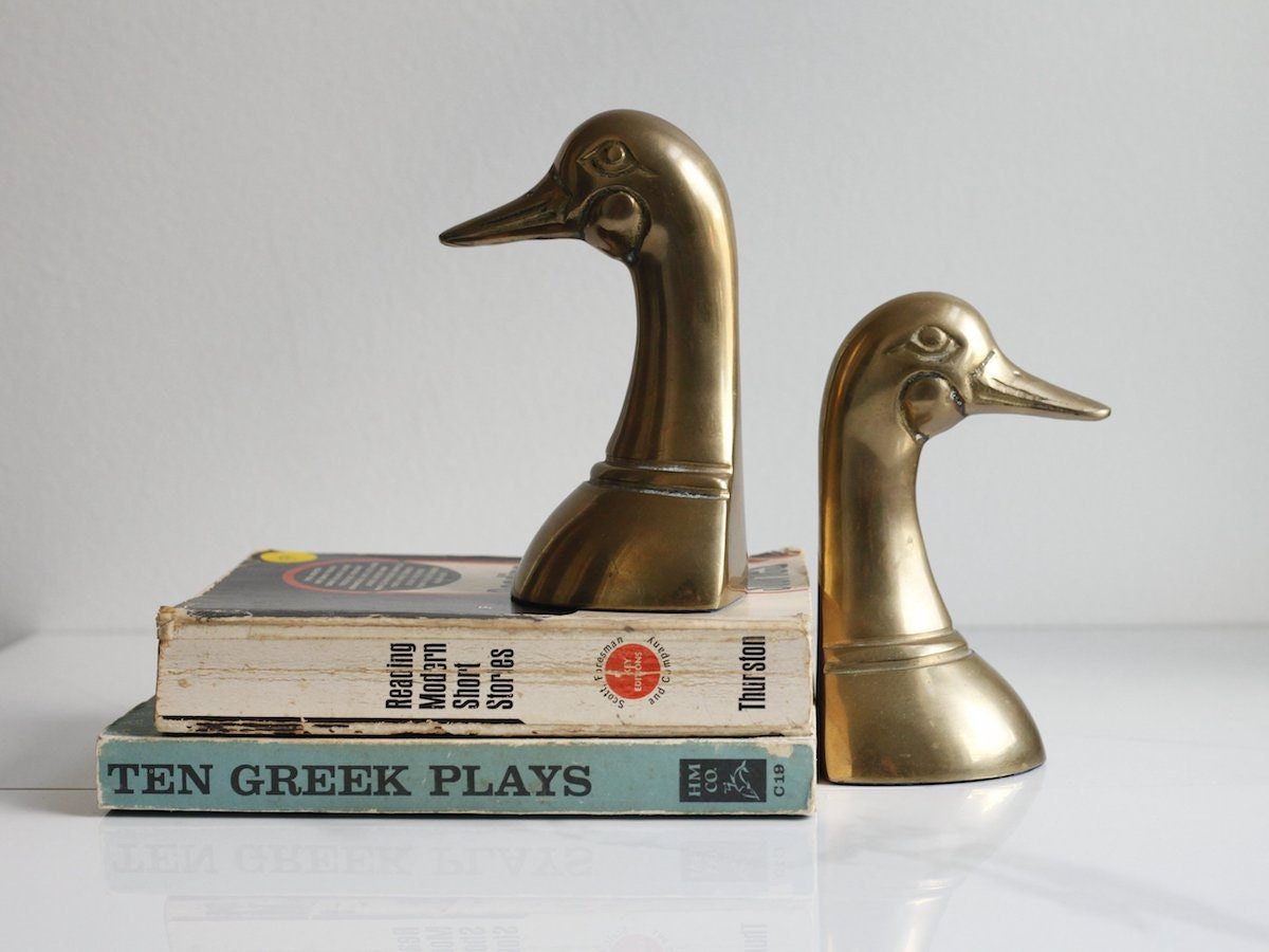 Vintage brass duck bookends from Rhodes Reserve