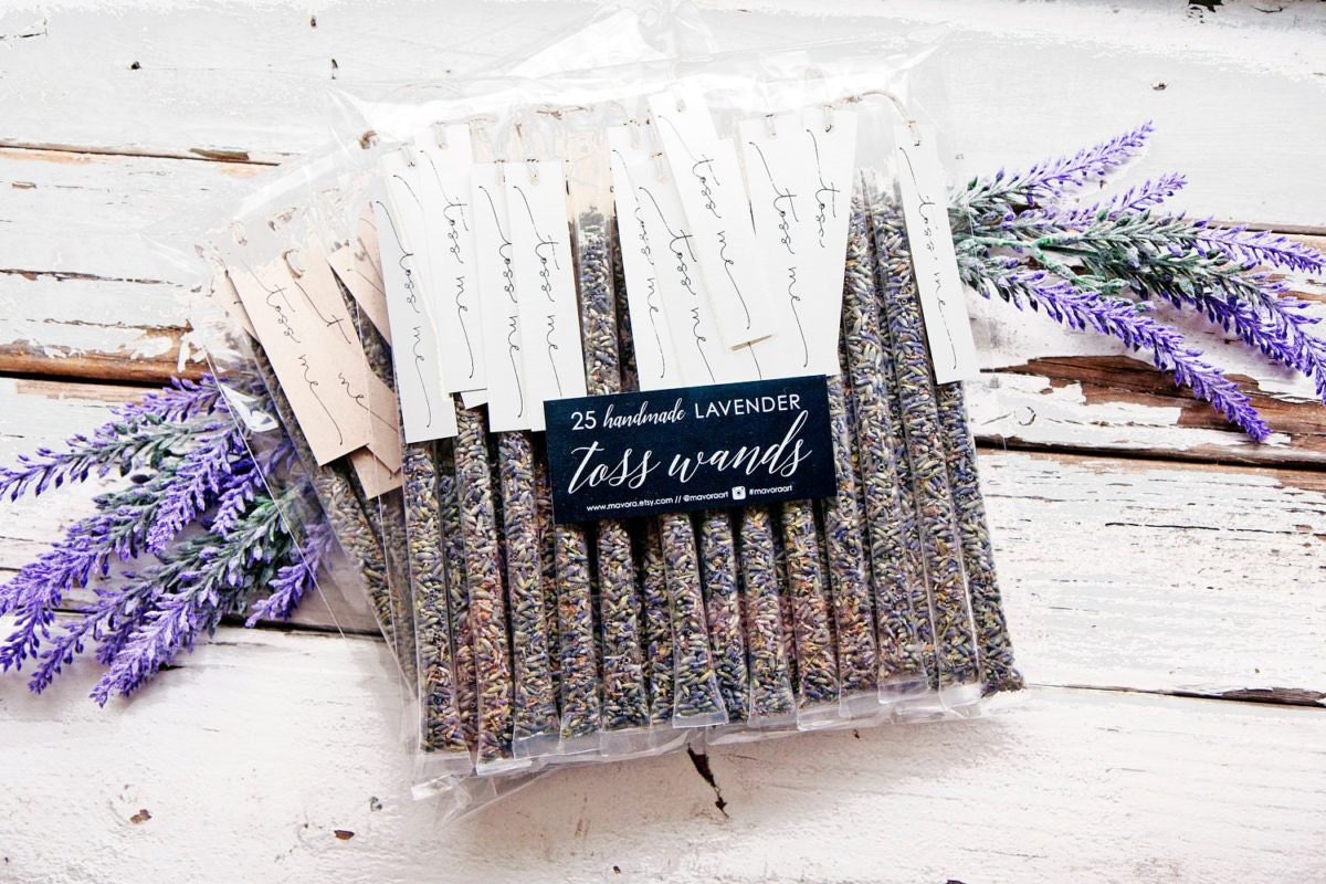 Lavender wedding toss wands from Mavora