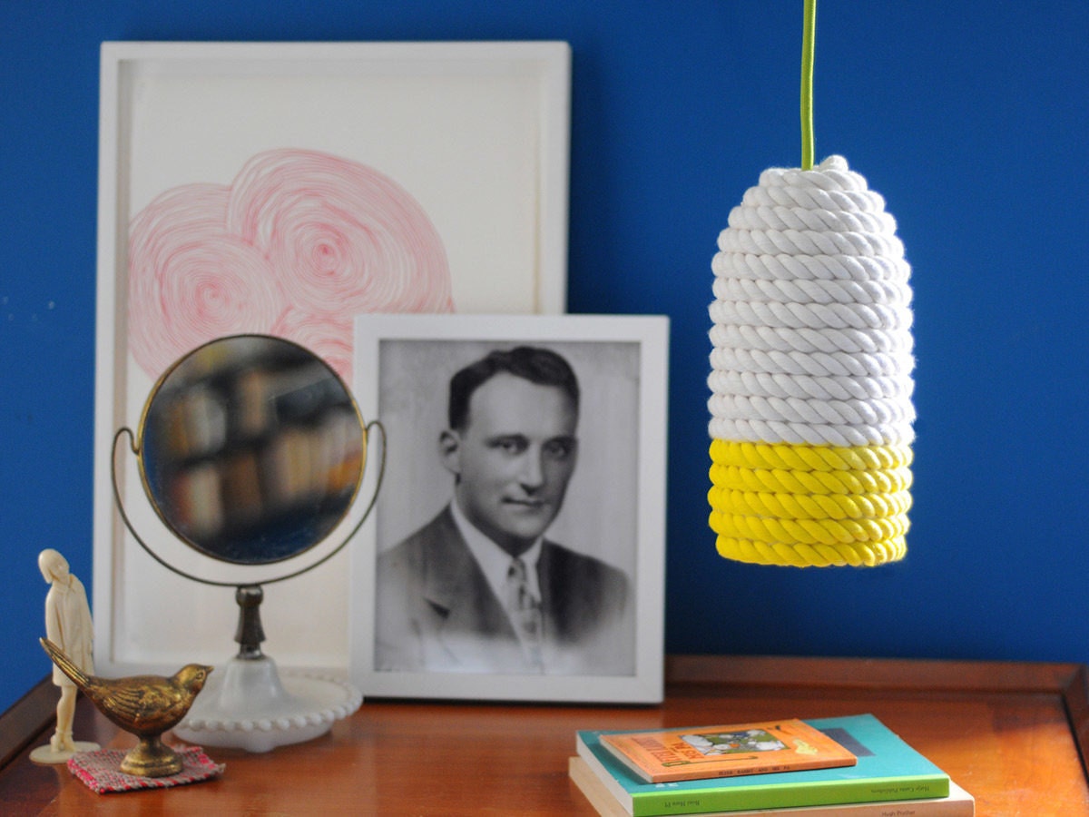 DIY nautical rope pendant lamp