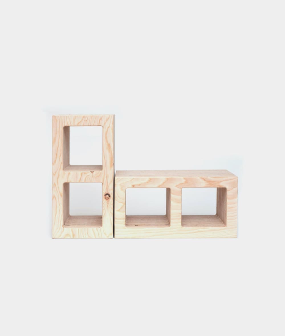 Modular wooden tinder blocks from WAAM Industries.