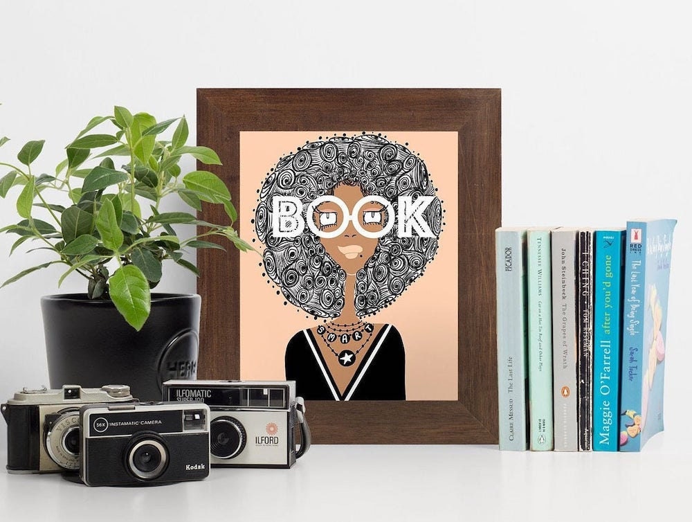 Book Smart with Afro art print from Lovely Earthlings