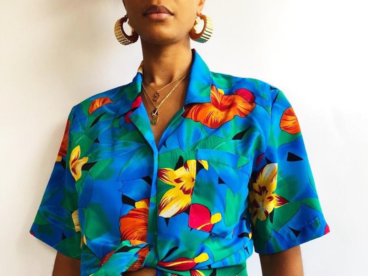 A vintage tropical-print blouse from Threads of Habit