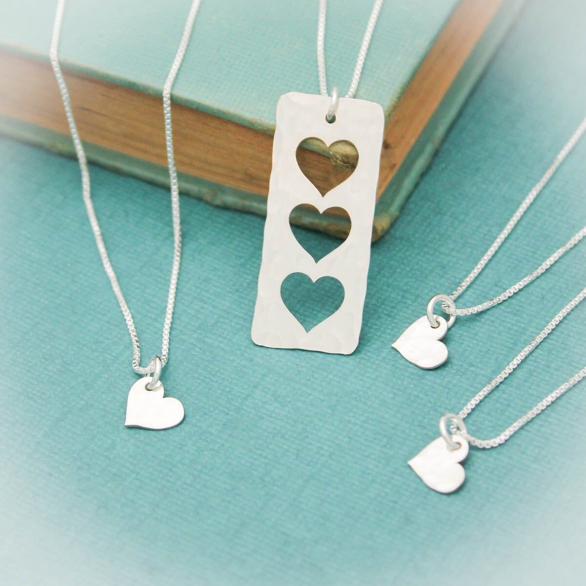 Silver cut-out heart necklace set from Tracy Tayan Designs