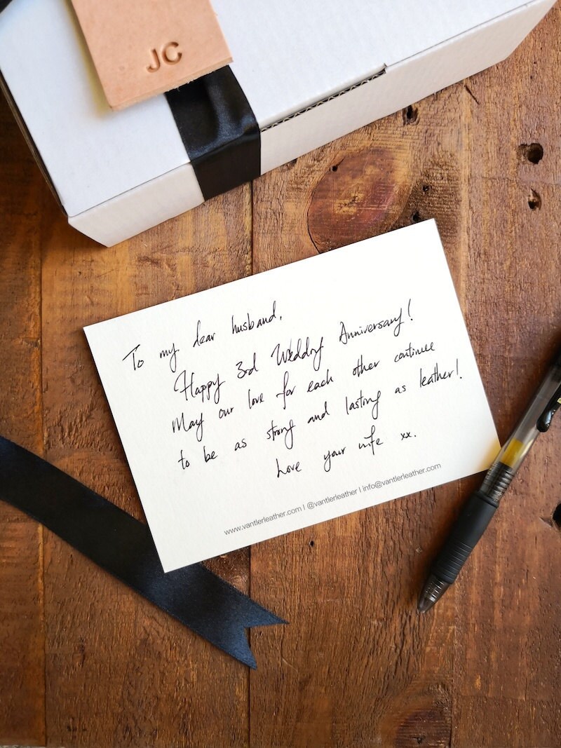 A handwritten letter on behalf of a customer celebrating an anniversary