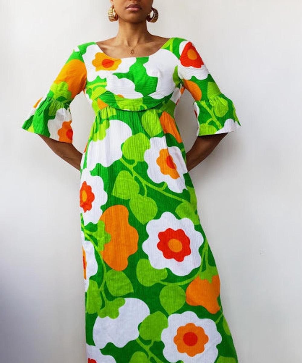 A vintage Hawaiian-print maxi dress from Threads of Habit