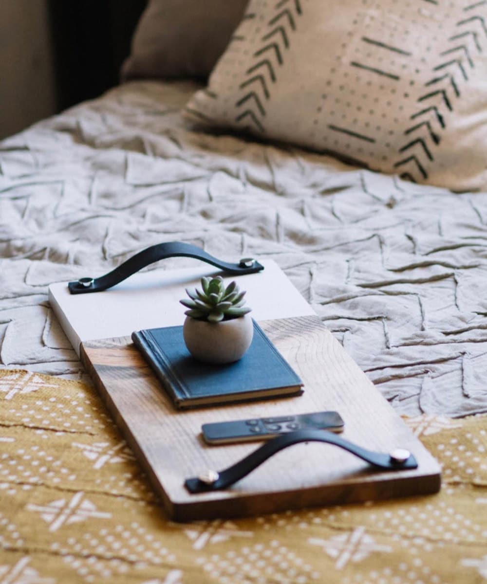 Wide two-tone serving tray table from TheCraftySwirl, $45