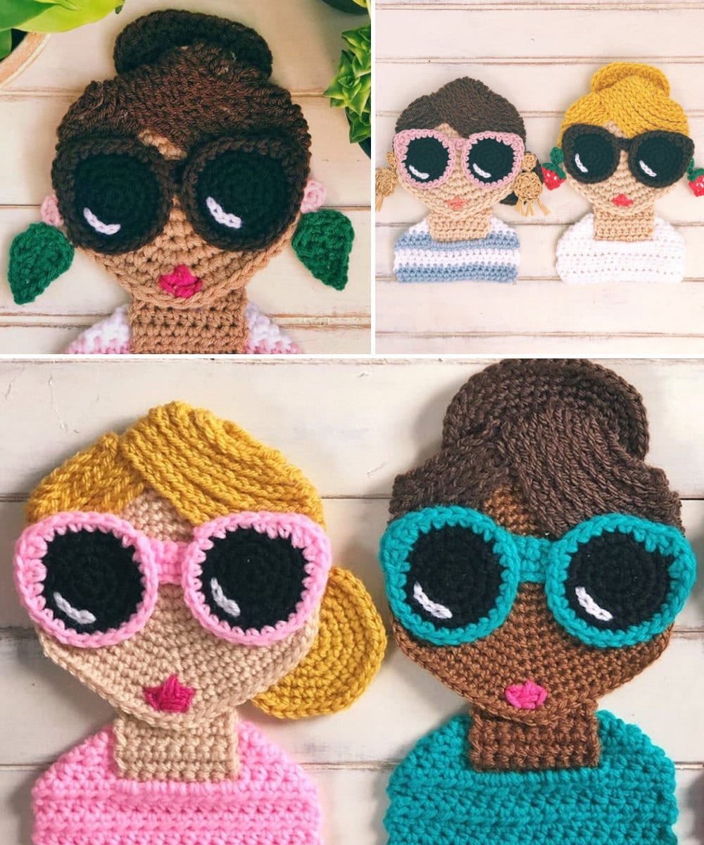 Doll face crochet appliqué pattern from Crochet By Colleen, on Etsy