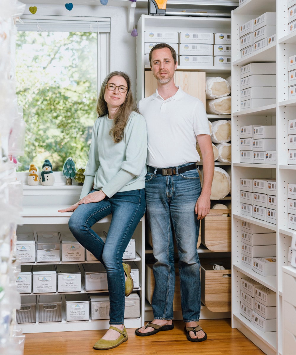 Elizabeth Whitton and her husband in their Michigan-based studio.