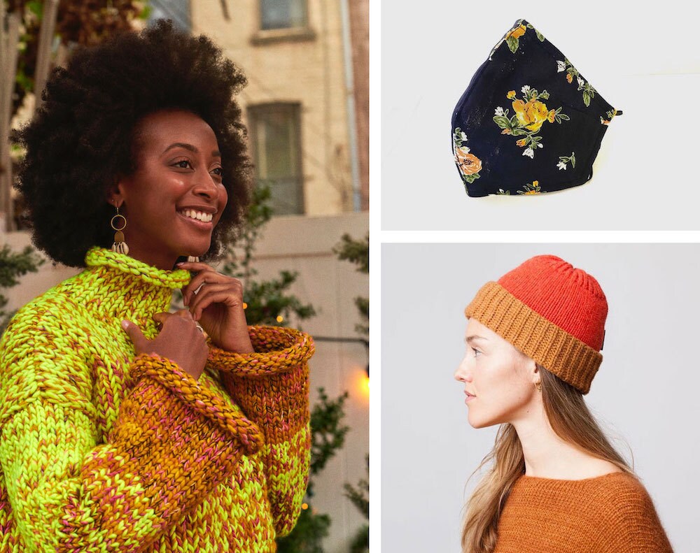 Chunky sweaters, cute beanies, and seasonal printed masks to keep you warm