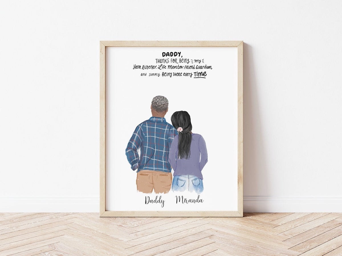 Custom illustrated portrait from Catia Creative, and other personalized Father's Day gifts from Etsy