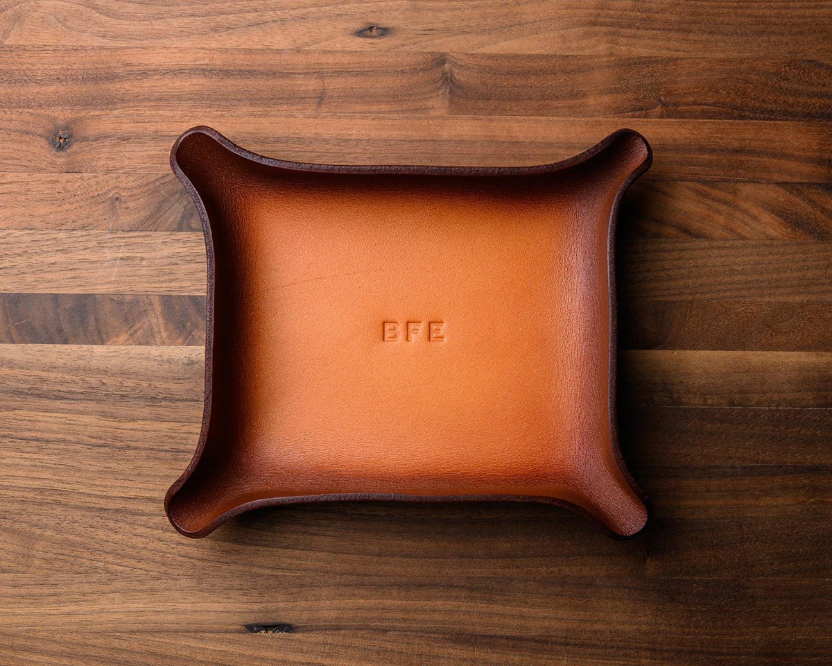 Personalized leather catchall groomsmen gift from Karl Von Artistry, on Etsy