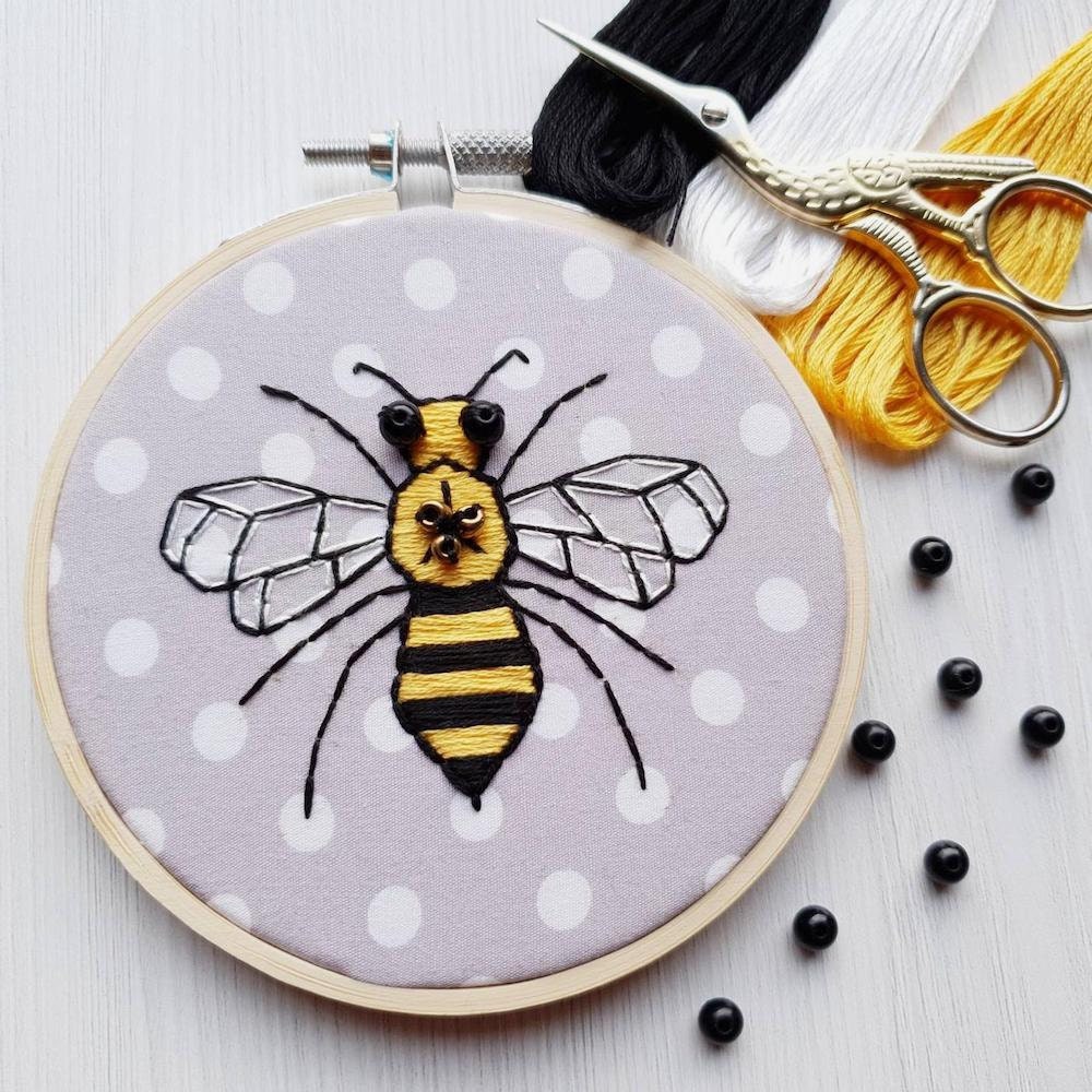 Bee embroidery kit from Natalie Gaynor Designs