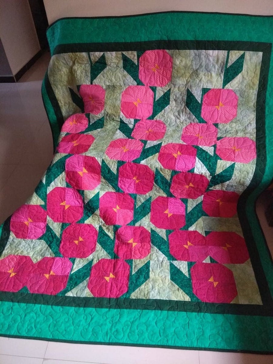 A floral quilt pattern from Etsy