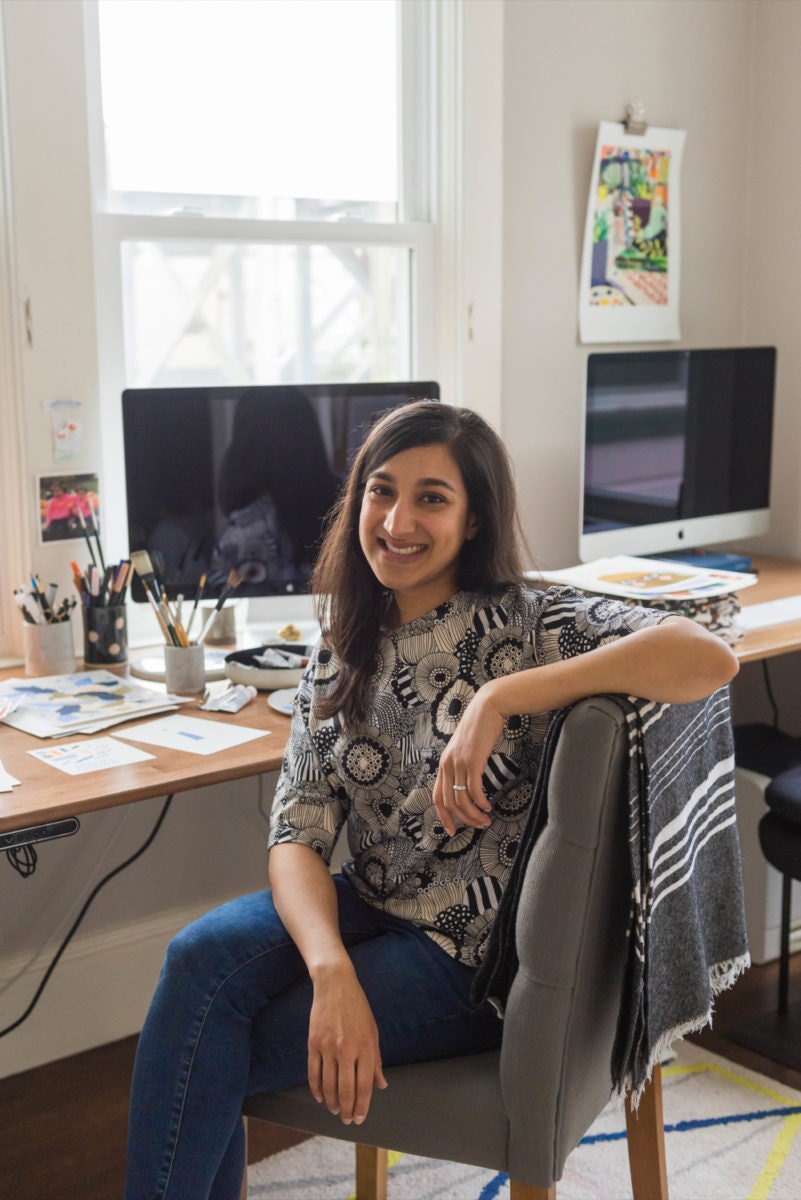 Portrait of illustrator and writer Meenal Patel in her San Francisco studio