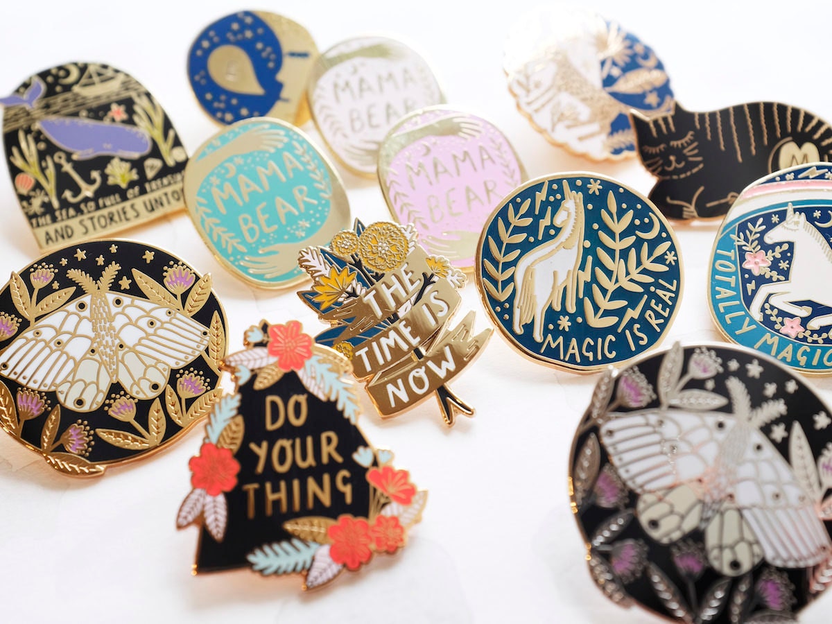 Motivational enamel pins from Bonbi Forest
