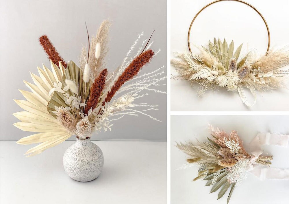 Assorted dried floral decor from Fern + Sunpalm