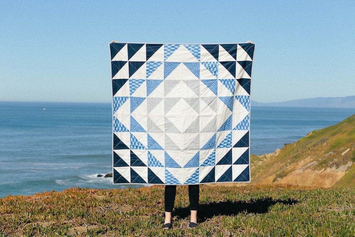 An ocean-inspired geometric quilt pattern from Etsy