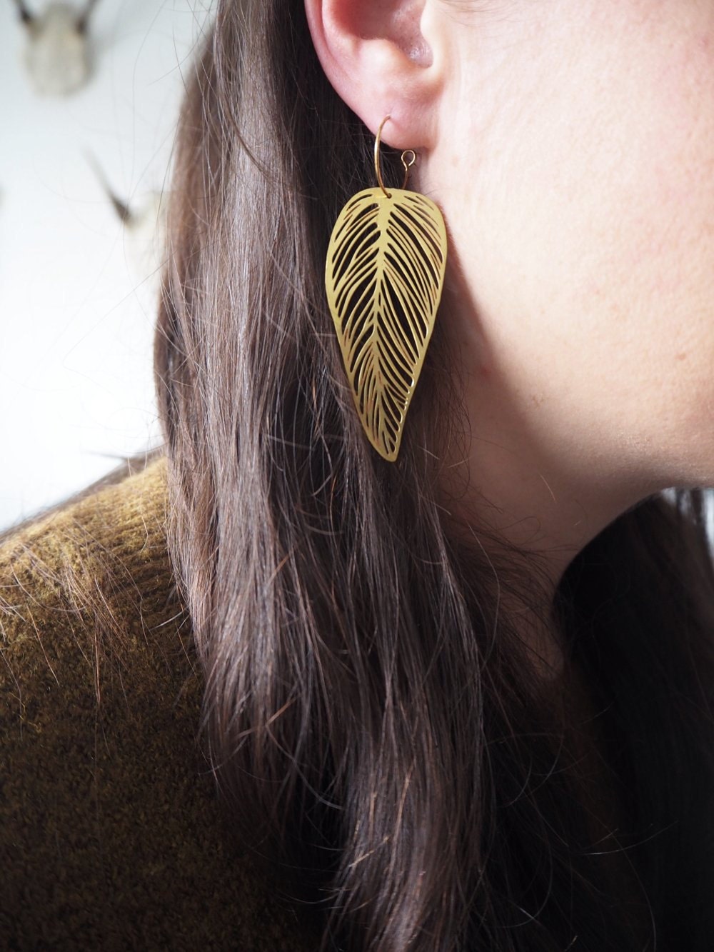 Gold leaf earring from Etsy