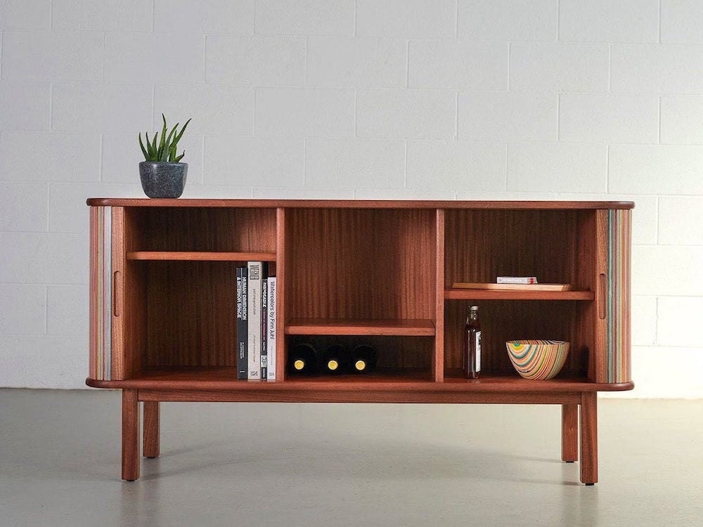 A recycled skateboard credenza from AdrianMartinus