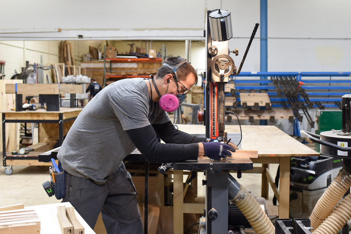 George at work on a piece of furniture in the What WE Make workshop