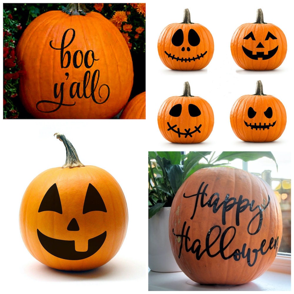 Pumpkin decorating stickers and decals from Etsy