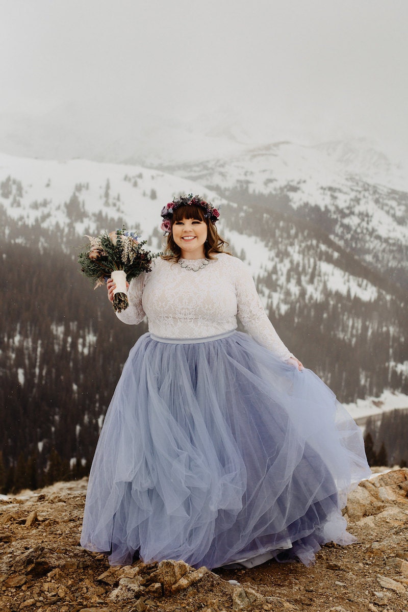 A real bride wearing a custom Wardrobe by Dulcinea gown