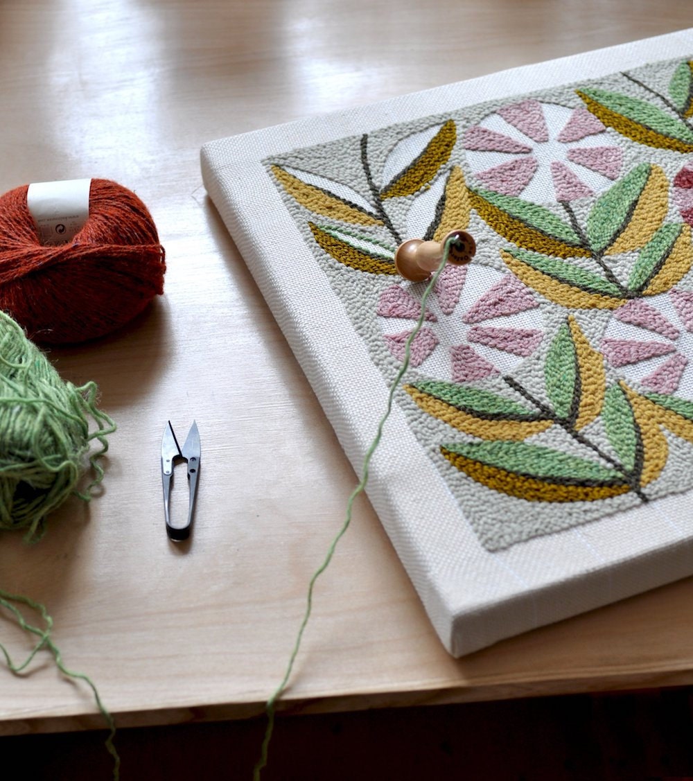 Punch-needle embroidery in progress Punch-needle embroidery in progress