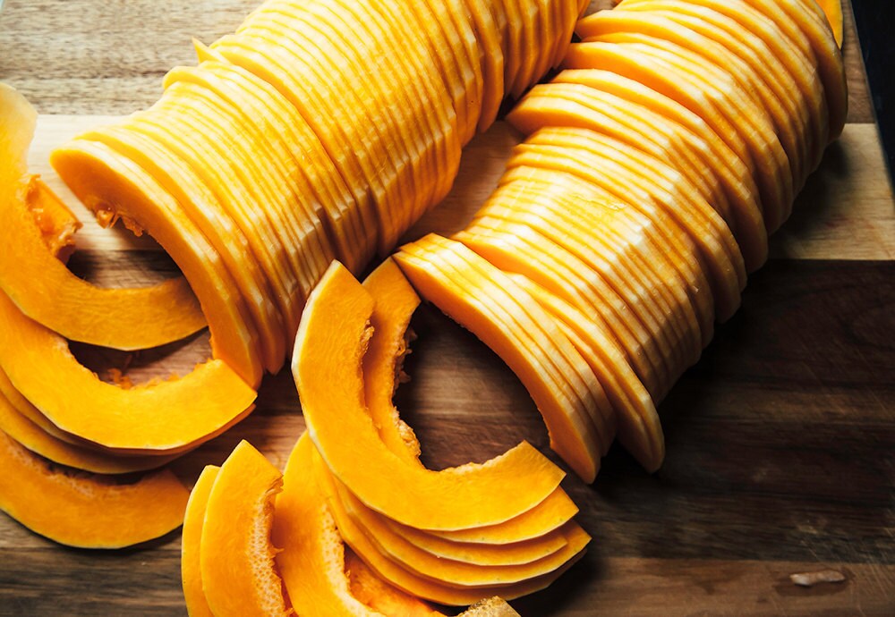 Thin slices of butternut squash