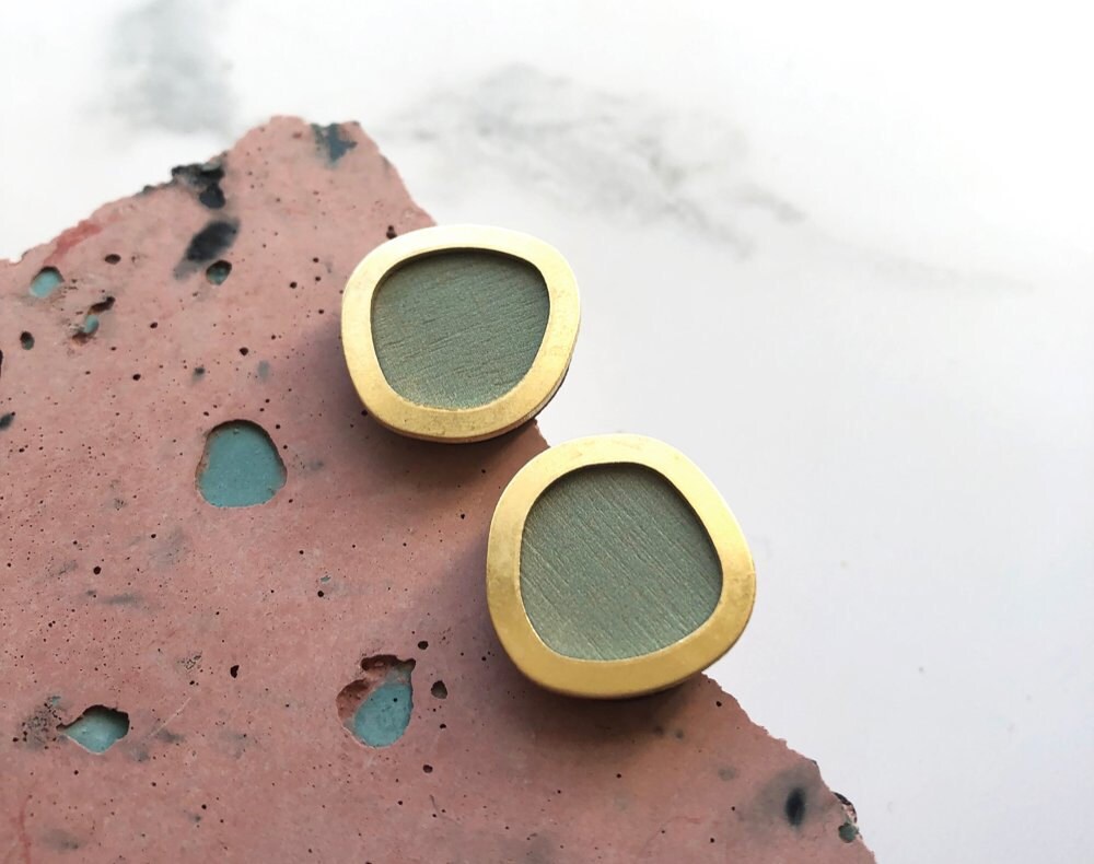 Sage green studs from Etsy