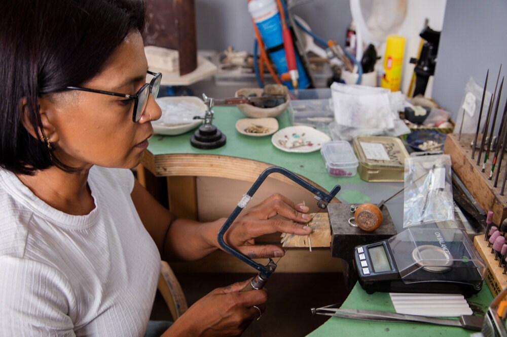 Tamara Gomez at work on a new piece