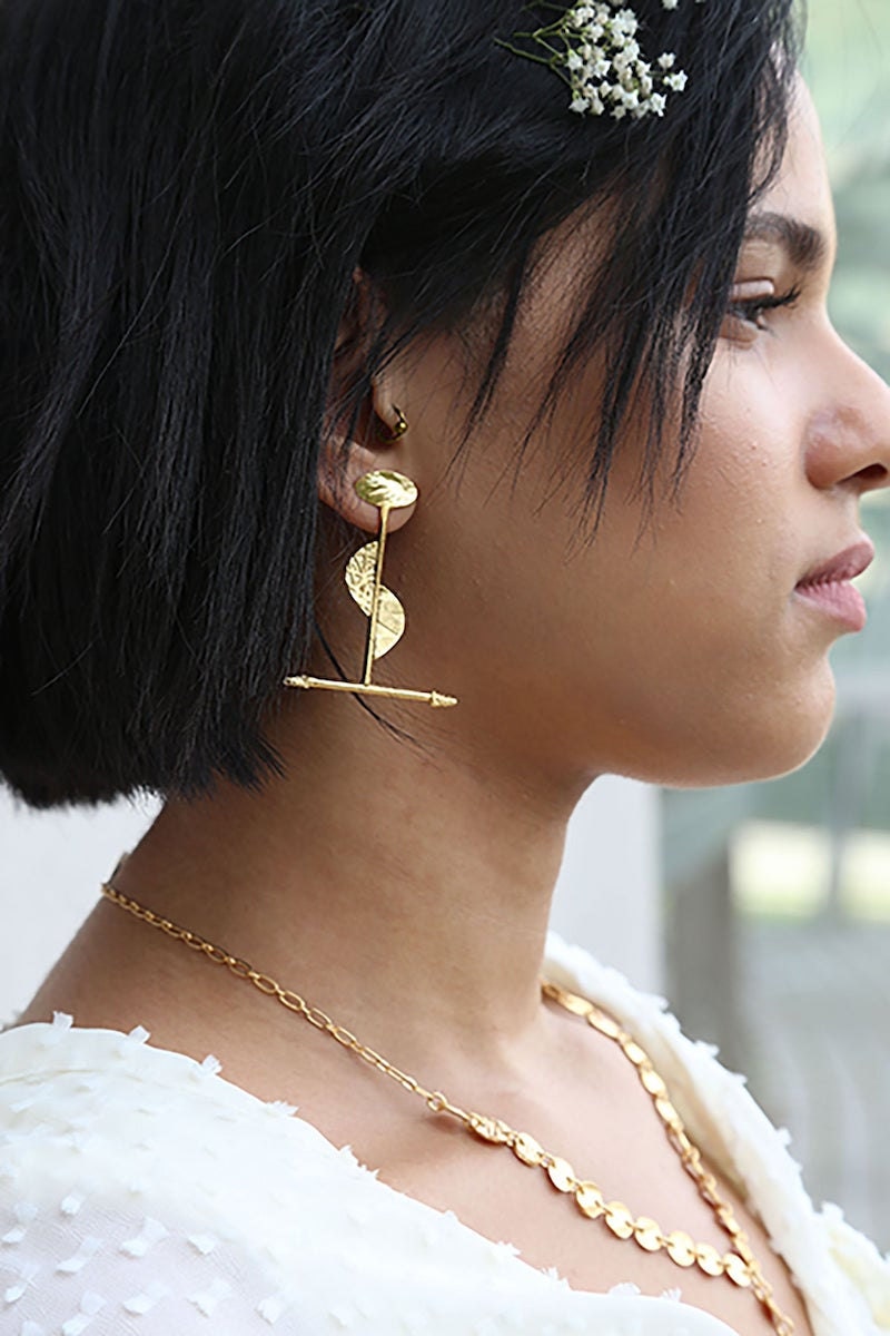 Brass statement earrings from Lingua Nigra
