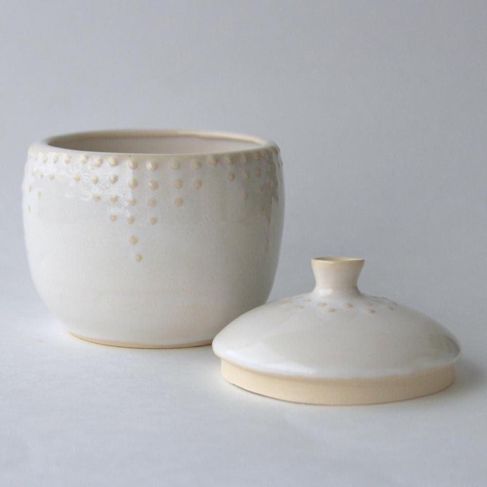 A ceramic lidded jar from Back Bay Pottery