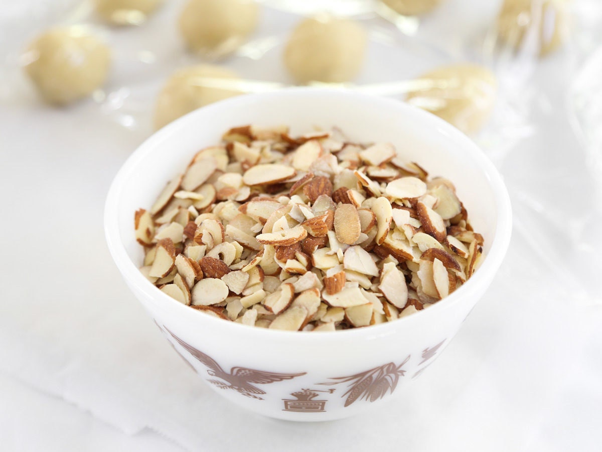 Step 1 - Add almond scales Step 1 - Add almond scales