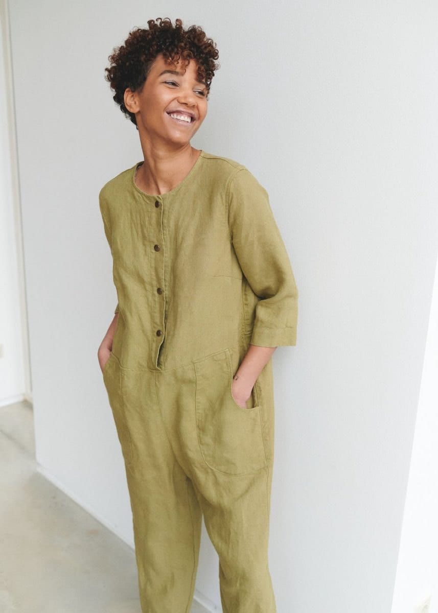 Heavy-weight fall fashion linen jumpsuit from Linenfox