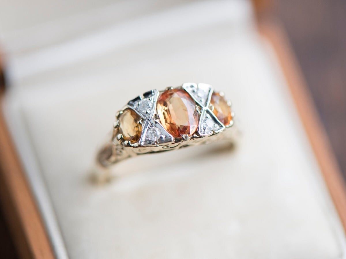 Citrine and diamond statement ring from KK Vintage Collection