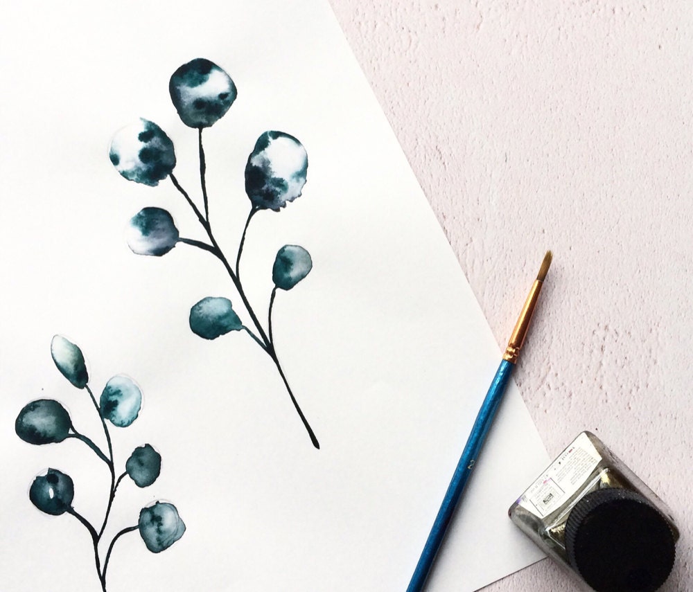 Botanical painting in progress.