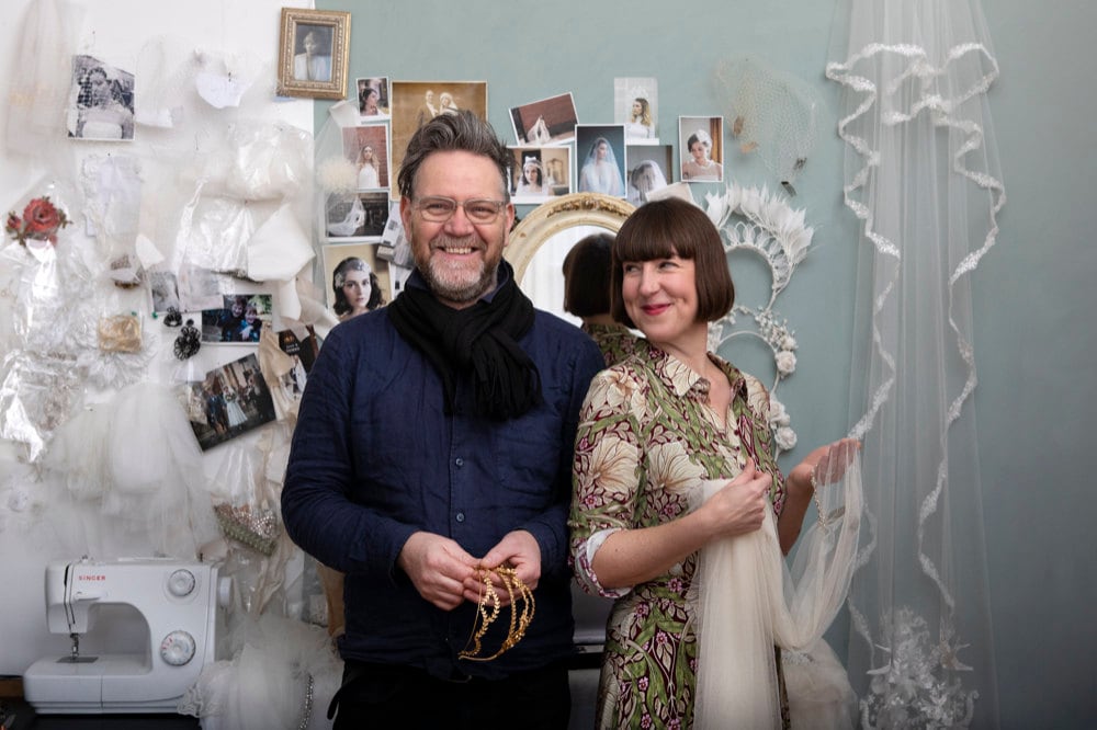 Portrait of Rae and her husband, Paul, in Rae's London studio.