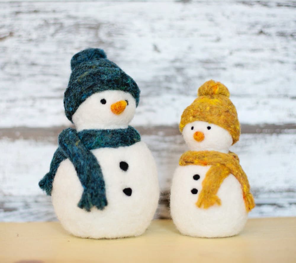 Snowmen needle felting kit from Felted Sky