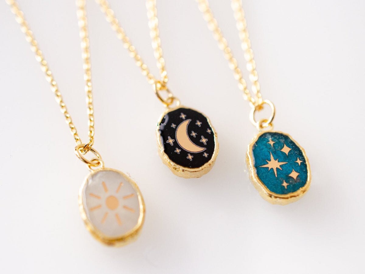 A trio of celestial necklaces from Jill Makes