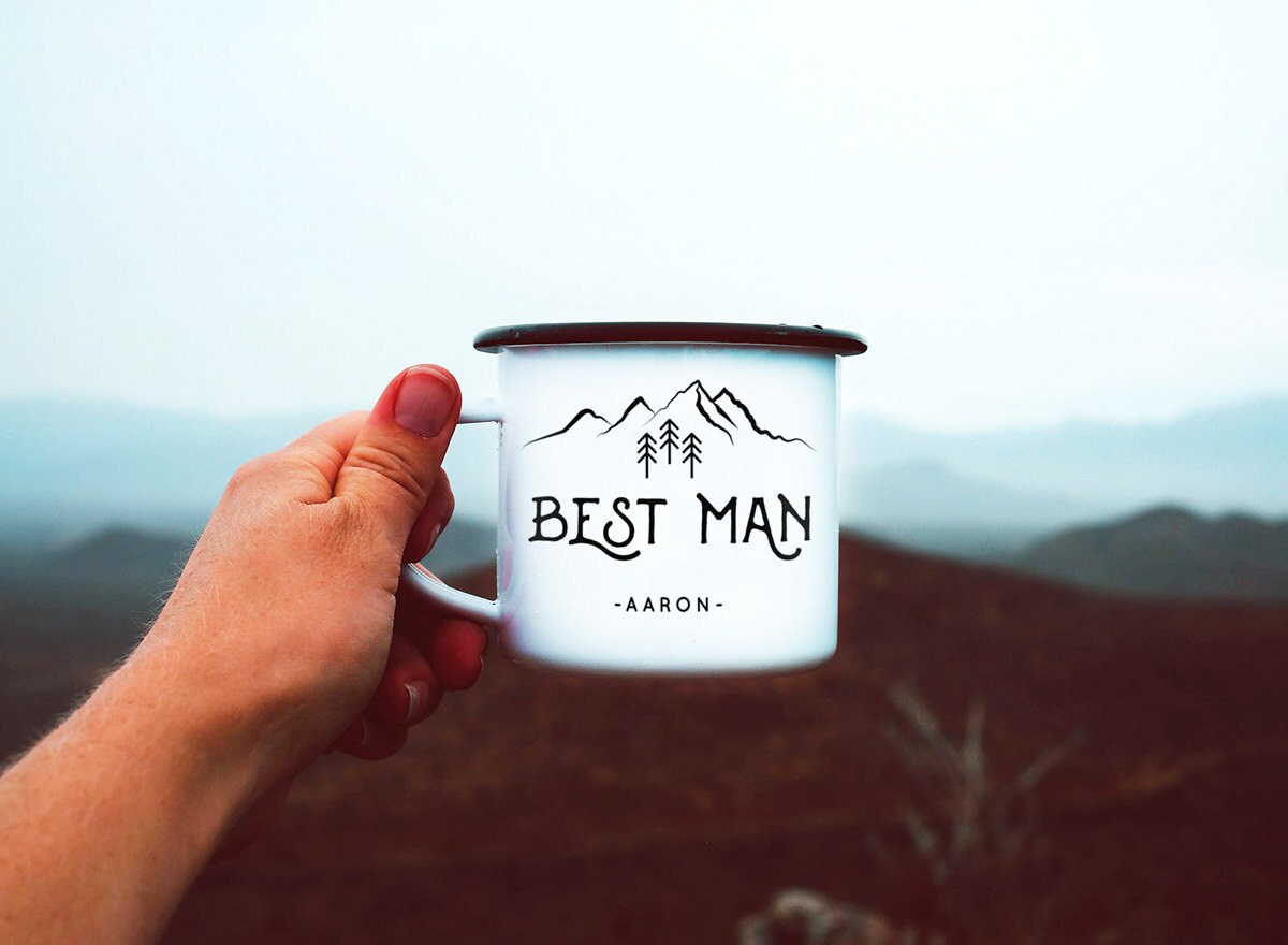Camping mug groomsmen gifts from The Odysea, on Etsy