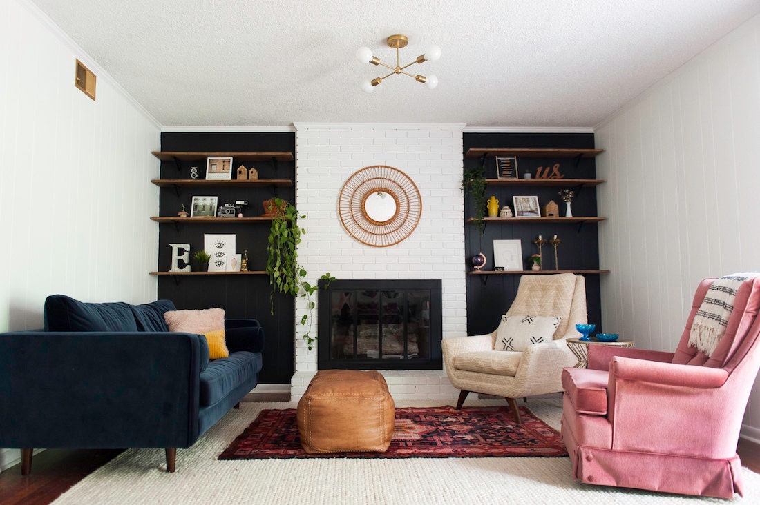 Allison Elefante's cozy, eclectic living room